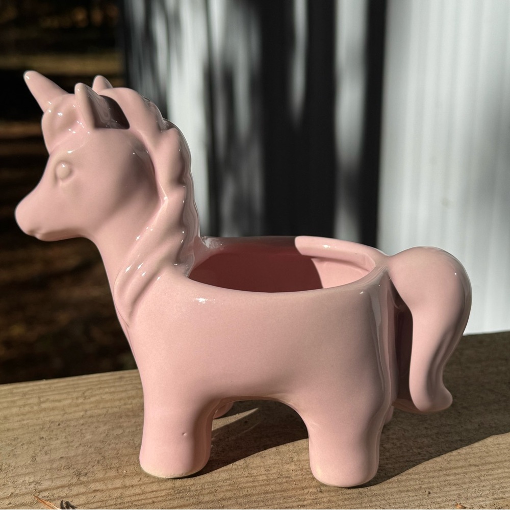 Pink Ceramic Unicorn Planter